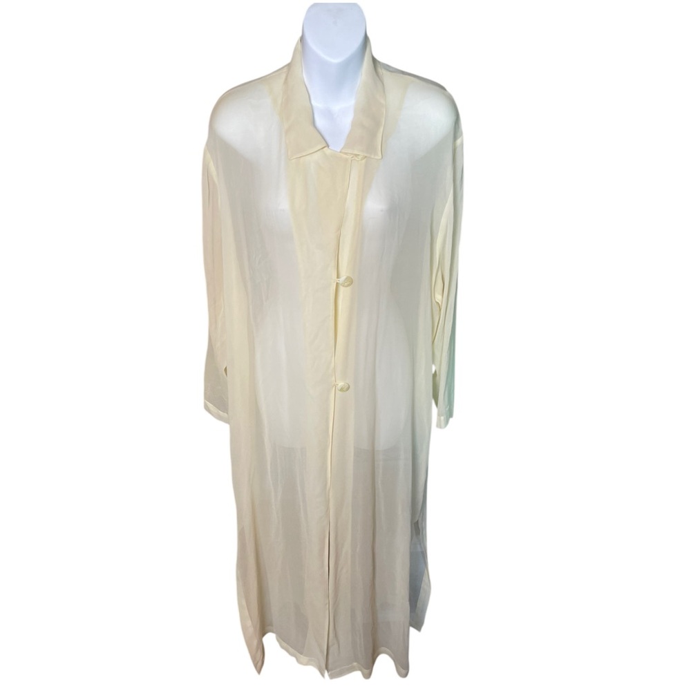 Vintage Pacific Shores 100% Silk Sheer Duster Cover-Up Layer Size Small Romance